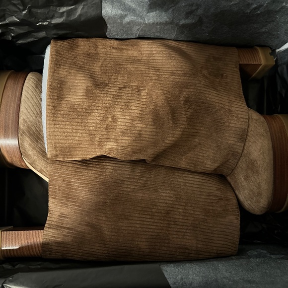 CASADEI RIBBED PANEL SUEDE BOOTS BROWN - Picture 5 of 8